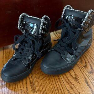 Pastry Black High-Top Sneakers with Studded Collar